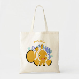 Cula happy clownfish anenome cartoon tote bag