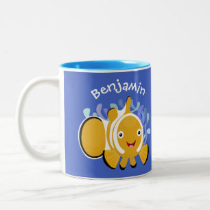 Cula happy clownfish anenome cartoon tweekleurige koffiemok