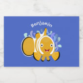 Cula happy clownfish anenome cartoon voedselcontainer etiket (Enkel label)