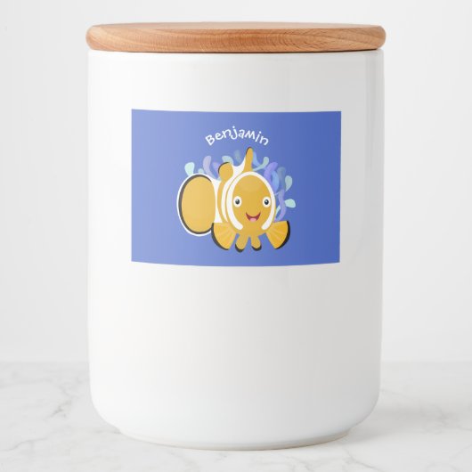Cula happy clownfish anenome cartoon voedselcontainer etiket (Voorkant)