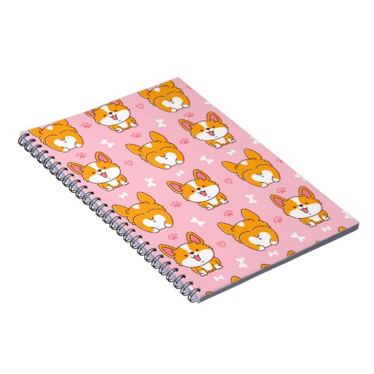 Cula happy corgi dog seamless pattern notitieboek (Rechterzijde)