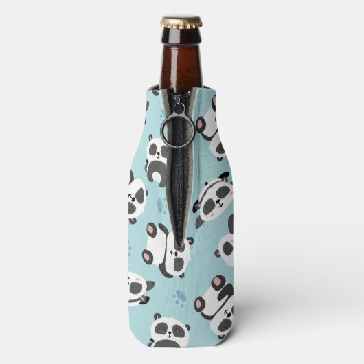Cula panda bear paw cyan background flesjeskoeler (Fles Achterkant)