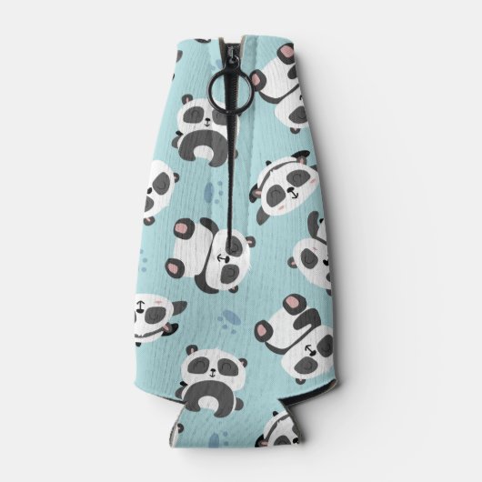 Cula panda bear paw cyan background flesjeskoeler (Achterkant)