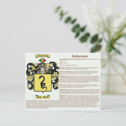 Culbertson (betekenis) briefkaart (Staand voorkant)