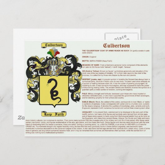 Culbertson (betekenis) briefkaart (Voorkant / Achterkant)