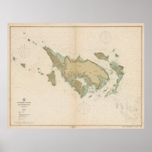  Culebra Puerto Rico Map (1914) Poster (Voorkant)