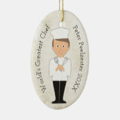 Culinair afstuderen mannelijke chef-kok Kerstversi Keramisch Ornament (Rechts)
