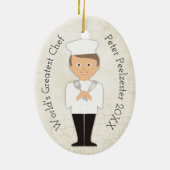 Culinair afstuderen mannelijke chef-kok Kerstversi Keramisch Ornament (Achterkant)