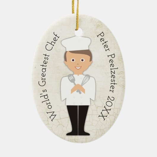 Culinair afstuderen mannelijke chef-kok Kerstversi Keramisch Ornament (Achterkant)