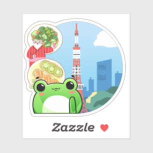Culinair avontuur in Tokio met kat en kikker Sticker