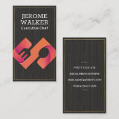 Culinair bestek | Zwarte textuur Visitekaartje (Voorkant / Achterkant)