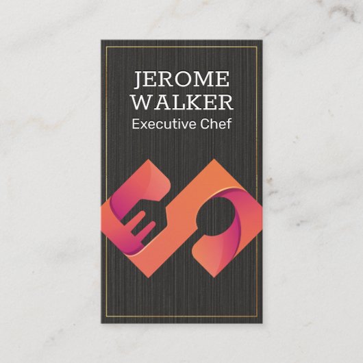 Culinair bestek | Zwarte textuur Visitekaartje (Voorkant)