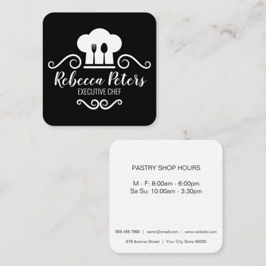 culinair | Chef Hat Vierkante Visitekaartje (Voorkant / Achterkant)
