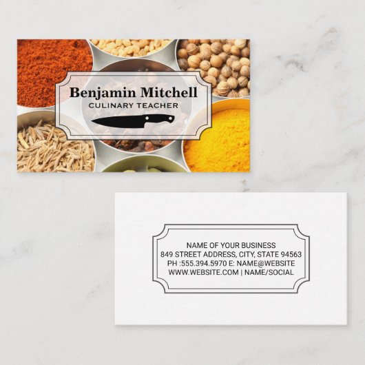 Culinair Chef | Kruiden in Bekers Visitekaartje (Voorkant / Achterkant)