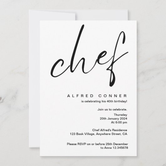 Culinair Chef Uitnodiging Verjaardag Uitnodigen (Voorkant)