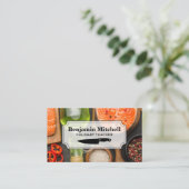 Culinair Chef | Zalm en Kruiden op Tafel Visitekaartje (Staand voorkant)