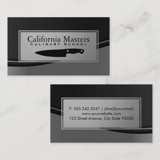 culinair | Chefmes | Metaalgolf Visitekaartje (Voorkant / Achterkant)