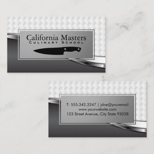 culinair | Executive Chef-mes | Metaalweefsel Visitekaartje (Voorkant / Achterkant)