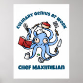 Culinair Genie aan het werk Schattige Cartoon Chef Poster (Voorkant)