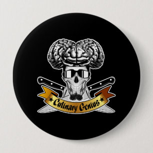 Culinair Genie: Chef Skull Ronde Button 4,0 Cm