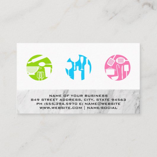 Culinair gereedschap | Marmeren textuur Visitekaartje (Achterkant)