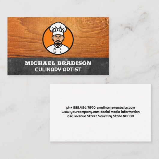 culinair kok | Hout | Lei Grijs Visitekaartje (Voorkant / Achterkant)