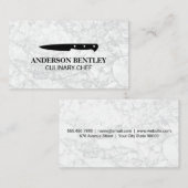 Culinair mes II | Witte marmeren achtergrond Visitekaartje (Voorkant / Achterkant)