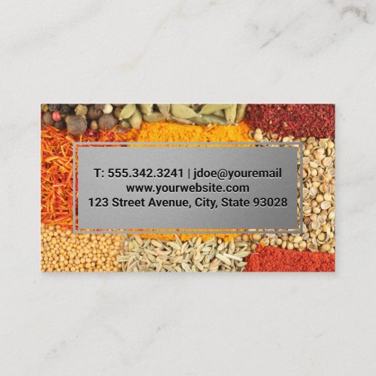 culinair | Specerijen en kruiden Visitekaartje (Achterkant)
