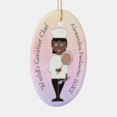 Culinaire afstuderen Afrikaanse vrouwelijke chef Keramisch Ornament (Rechts)
