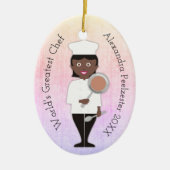 Culinaire afstuderen Afrikaanse vrouwelijke chef Keramisch Ornament (Voorkant)