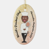 Culinaire afstuderen Afrikaanse vrouwelijke chef Keramisch Ornament (Rechts)