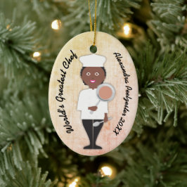 Culinaire afstuderen Afrikaanse vrouwelijke chef Keramisch Ornament
