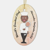 Culinaire afstuderen Afrikaanse vrouwelijke chef Keramisch Ornament (Links)