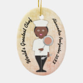 Culinaire afstuderen Afrikaanse vrouwelijke chef Keramisch Ornament (Achterkant)