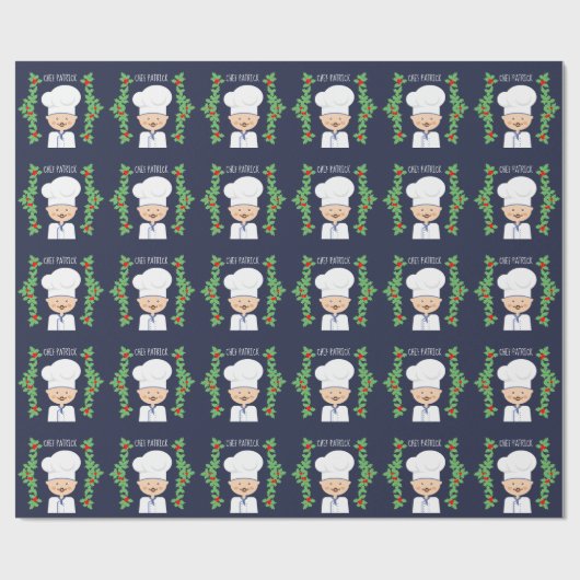 Culinaire Chef/Franse Cook Monogram Xmas Cadeaupapier (Vlak)