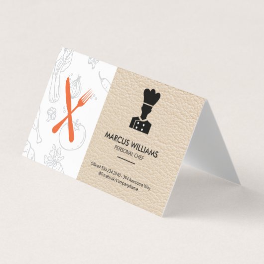 Culinaire Chef | Restauranteigenaar | Leder Visitekaartje (Voorkant)