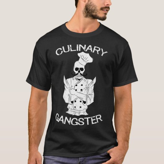 Culinaire Gangster Chef jongens verjaardagskok gri T-shirt (Voorkant)