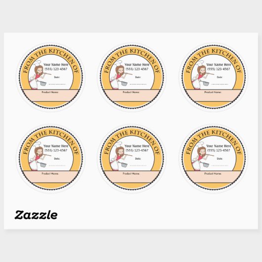 Culinaire gepersonaliseerde baklabels ronde sticker (Vel)