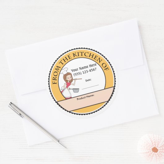 Culinaire gepersonaliseerde baklabels ronde sticker (Envelop)