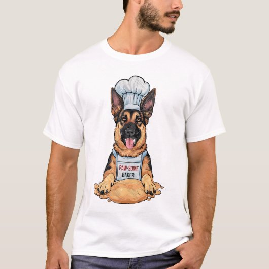 Culinaire hoektand: bakker Duitse shepard met broo T-shirt (Voorkant)