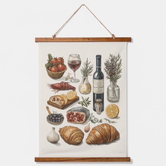 Culinaire hoogstandjes Waterverf Tapestry Scroll A Hangend Wandkleed (Voorkant)