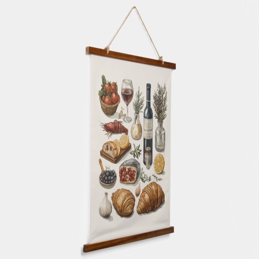 Culinaire hoogstandjes Waterverf Tapestry Scroll A Hangend Wandkleed (Gebogen)