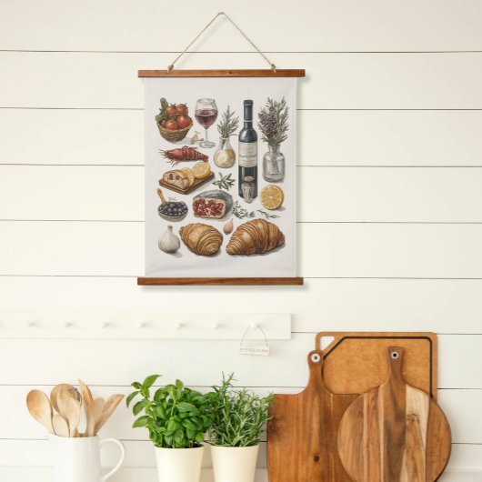 Culinaire hoogstandjes Waterverf Tapestry Scroll A Hangend Wandkleed