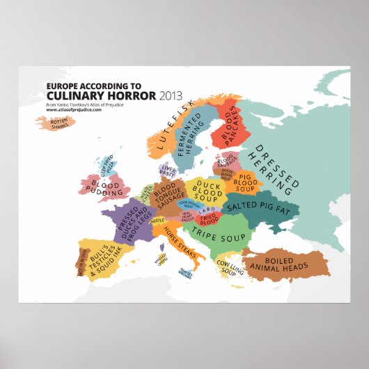 Culinaire Horror Map of Europe Poster (Voorkant)