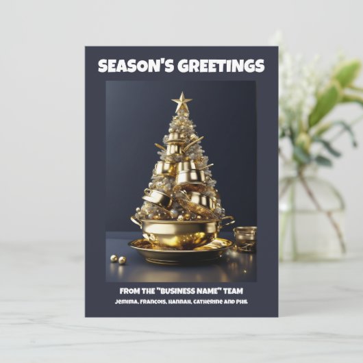 Culinaire kerstboom chef-kok zakelijke catering feestdagenkaart (Staand voorkant)