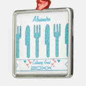 Culinaire kerstfeestdagen in de Afstuderen feestda Metalen Ornament (Links)