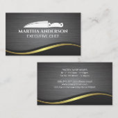 Culinaire Knife | Achtergrond met metalen borstel Visitekaartje (Voorkant / Achterkant)