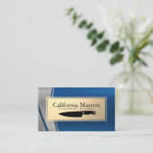 Culinaire Knife | Gold Blue Metallic Visitekaartje (Staand voorkant)