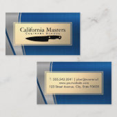 Culinaire Knife | Gold Blue Metallic Visitekaartje (Voorkant / Achterkant)