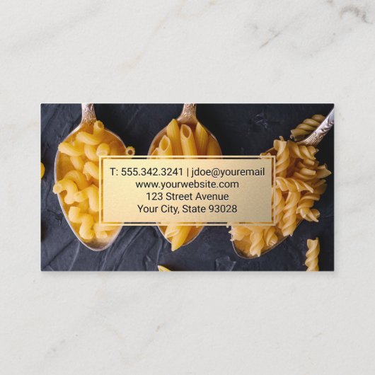 Culinaire Knife | Goud metaal | Pasta's op spenen Visitekaartje (Achterkant)